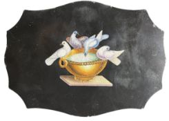 ITALIAN 19TH CENTURY PIETRA DURA & SLATE MICROMOSAIC DOVES OF PLINY PLAQUE