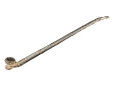 19TH CENTURY BURMESE CLAY & SILVER PLATED SMOKING PIPE