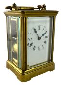 A LATE 19TH/EARLY 20TH CENTURY SF BRASS-CASED CARRIAGE CLOCK
