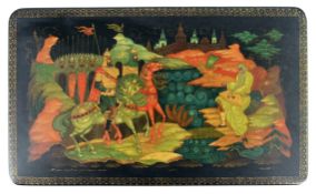 RUSSIAN FEDOSKINO SCHOOL LATE 20TH CENTURY LACQUERED BOX BY DMITRIY OSIPOV