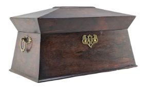19TH CENTURY ROSEWOOD SARCOPHAGUS SHAPED TEA CADDY