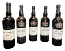 TAYLOR'S LATE BOTTLED VINTAGE PORT - FIVE 2002, 2007, 2008 & 2011 VINTAGE PORT