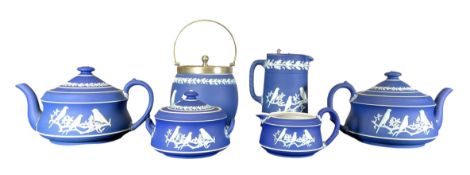 WEDGWOOD JASPERWARE - CANARY - SIX 1930S PIECES COMMISSIONED FOR THE BRITISH CANARY SOCIETY