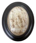 LARGE 19TH CENTURY MEERSCHAUM/SEA FOAM RELIGIOUS OVAL PLAQUE WITH MADONNA