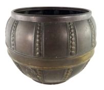 19TH CENTURY EMBOSSED COPPER BULBOUS PLANTER VASE