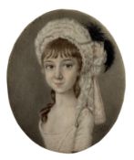 BELIEVED DIANA DIETZ HILL - 18TH CENTURY WATERCOLOUR ON IVORY MINIATURE PORTRAIT