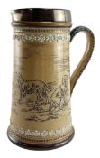 HANNAH BARLOW FOR DOULTON LAMBETH - 19TH CENTURY SILVER STONEWARE TANKARD