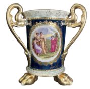 ROYAL VIENNA AFTER ANGELICA KAUFFMAN - C. 1900 CERAMIC THREE-HANDLED VASE