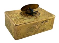 EARLY 20TH CENTURY CONTINENTAL GILT MUSICAL AUTOMATA BOX WITH ANIMATED BIRD