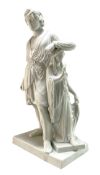 COPENHAGEN B&G PARIAN WARE FIGURE OF BERTEL THORVALDSEN LEANING ON HOPE