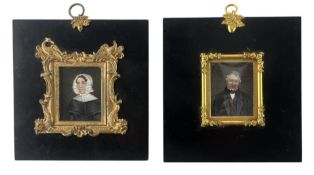 PAIR OF LATE 19TH/EARLY 20TH CENTURY WATERCOLOUR ON IVORY FAMILY MINIATURE PORTRAITS