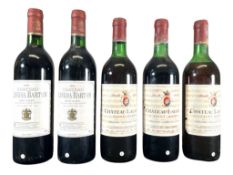 FIVE ST. JULIEN, FRENCH RED WINE BOTTLES, TO INCLUDE CHATEAU LALANDE & LANGOA BARTON