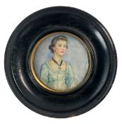 19TH CENTURY ENGLISH SCHOOL WATERCOLOUR ON IVORY MINIATURE PORTRAIT OF A LADY
