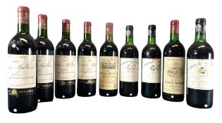 NINE FRENCH BORDEAUX VINTAGE 1980S RED WINE BOTTLES