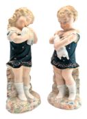 PAIR OF 19TH CENTURY GERMAN HEUBACH BISQUE HAND PAINTED PORCELAIN FIGURINES