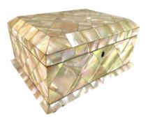 VICTORIAN 19TH CENTURY MOTHER OF PEARL WORK JEWELLERY BOX