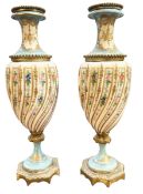 PAIR OF 19TH CENTURY SEVRES STYLE HAND PAINTED PORCELAIN AND ORMOLU VASES