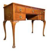 QUEEN ANNE REVIVAL MAHOGANY KNEEHOLE WRITING DESK