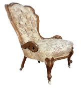 19TH CENTURY FRENCH WALNUT NURSING / BEDROOM CHAIR