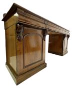 REGENCY 19TH CENTURY MAHOGANY TWIN PEDESTAL BUFFET SIDEBOARD CREDENZA