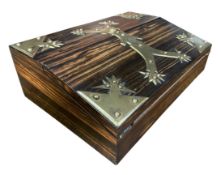 J. WALMSLEY, LORD ST., LIVERPOOL - 19TH CENTURY COROMANDEL & BRASS WRITING SLOPE