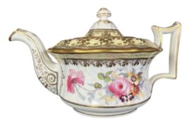 BELIEVED JOHN ROSE FOR COALPORT - ENGLISH CIRCA 1800 HAND PAINTED PORCELAIN TEAPOT