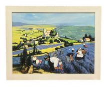 AFTER MARGARET LOXTON - LAVENDER - CONTEMPORARY OIL ON CANVAS LANDSCAPE