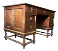 EARLY 20TH CENTURY WALNUT TWIN PEDESTAL & DOUBLE-SIDED DESK