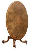 19TH CENTURY VICTORIAN BURR WALNUT BREAKFAST LOO TABLE