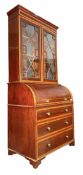 EDWARDIAN INLAID MAHOGANY BUREAU BOOKCASE