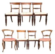 HARLEQUIN SET OF SEVEN 19TH CENTURY MAHOGANY DINING CHAIRS