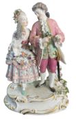 MEISSEN LATE 19TH CENTURY PORCELAIN GROUP FIGURE OF GALLANT COUPLE