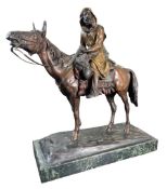 FRANZ BERGMAN - ARAB RIDER WITH GUN ON SADDLED HORSE - COLD PAINTED BRONZE FIGURE