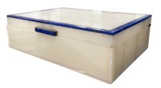 ASPREY OF LONDON - ART DECO EARLY 20TH CENTURY ONYX & LAPIS LAZULI CIGARETTE BOX