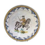 18TH CENTURY SPANISH CATALAN TIN GLAZED CHARGER PLATE