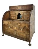 FRENCH NAPOLEONIC PRISONER OF WAR STRAW WORK CYLINDER DESK, CIRCA 1800