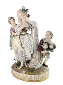 IMPRESSIVE MEISSEN 19TH CENTURY PORCELAIN GROUP FIGURE 'THE APPROACH' I60