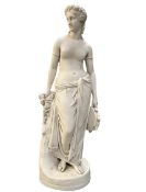 AFTER CALDER MARSHALL - GIRL REPOSING - SCULPTURED ART STUDIO FAUX MARBLE FIGURE