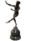 AFTER CLAIRE-JEANNE-ROBERTE COLINET (1880-1950)- ART DECO BRONZE FIGURE OF DANCER