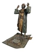 AFTER FRANZ BERGMAN - PRAYING ARAB MAN ON CARPET - COLD PAINTED BRONZE FIGURE
