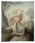 RICHARD COSWAY (1742-1821) - COUNTESS OF CARLISLE - WATERCOLOUR ON IVORY PORTRAIT