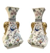 CHRISTOPHER DRESSER X OLD HALL EARTHENWARE - PAIR OF AESTHETIC MOVEMENT VASES