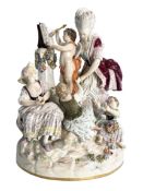 MEISSEN LATE 19TH CENTURY PORCELAIN GROUP FIGURE OF THE SCHOOL OF LOVE
