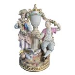 MEISSEN 19TH CENTURY PORCELAIN GROUP FIGURE OF LOVERS WITH GARLANDS