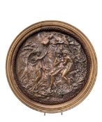 19TH CENTURY ELKINGTON COPPER REPOUSSE PLAQUE - ADAM & EVE GARDEN OF EDEN