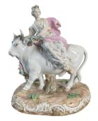 MEISSEN GERMAN 19TH CENTURY PORCELAIN FIGURE OF EUROPA & THE BULL