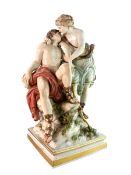 IMPRESSIVE MEISSEN 19TH CENTURY HAND PAINTED PORCELAIN FIGURE OF DIANA & ENDYMION
