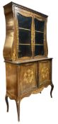 FRENCH LOUIS XV INSPIRED 19TH CENTURY MAHOGANY MARQUETRY BOMBE CABINET