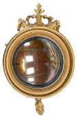 REGENCY 19TH CENTURY GILTWOOD & GESSO WALL CONVEX MIRROR