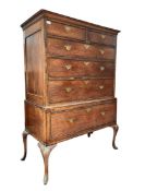 GEORGE III 19TH CENTURY OAK CHEST ON CABRIOLE STAND